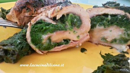 Involtini di tacchino con speck e spinaci