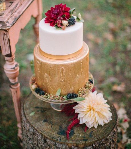 matrimonio, autunno, wedding, fall, 2014, inspirational, cake, torta, gold, oro