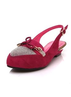 Rose Patent Leather Pointed Toe Rhinestone Women Shoes