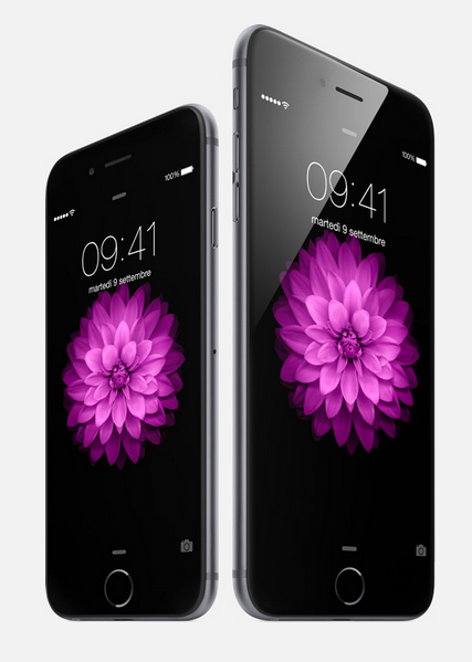 Dimensione di iPhone 6 in confronto ad iPhone 6 Plus