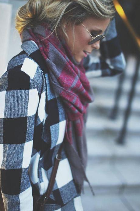 In plaid I believe… plaid-tartan
