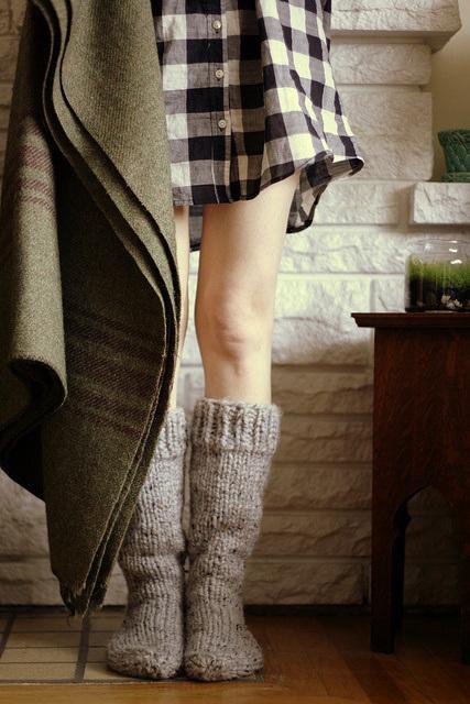 In plaid I believe… plaid-and-wool