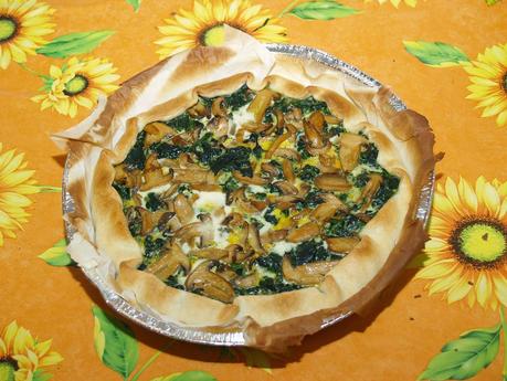 Quiche con spinaci e funghi