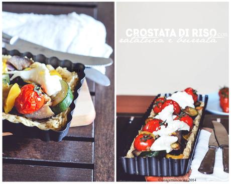 Crostata di riso con ratatuia e burrata