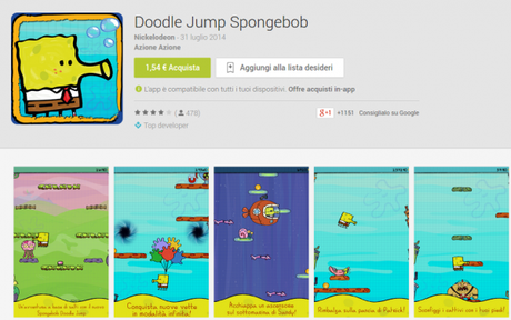 Doodle Jump Spongebob App Android su Google Play 600x376 Doodle Jump Spongebob gratis solo per oggi su Amazon App Shop giochi  App Shop amazon app shop 