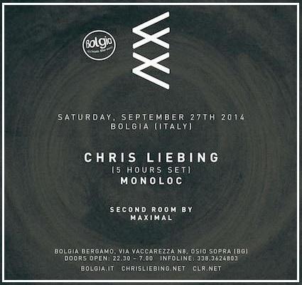 27/9 Chris Liebing, Monoloc @ Bolgia Bergamo Warp Universo Parallelo