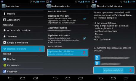 ripristino smartphone android.