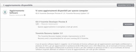 Apple ha rilasciato la Dp 8 di Yosemite