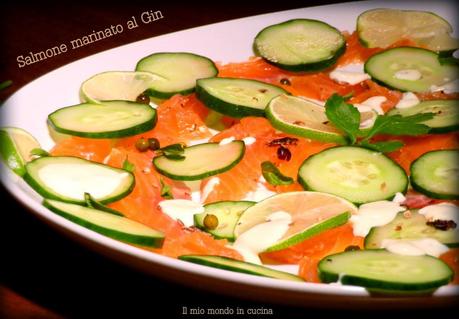 SALMONE marinato al GIN in insalata di cetrioli e lime