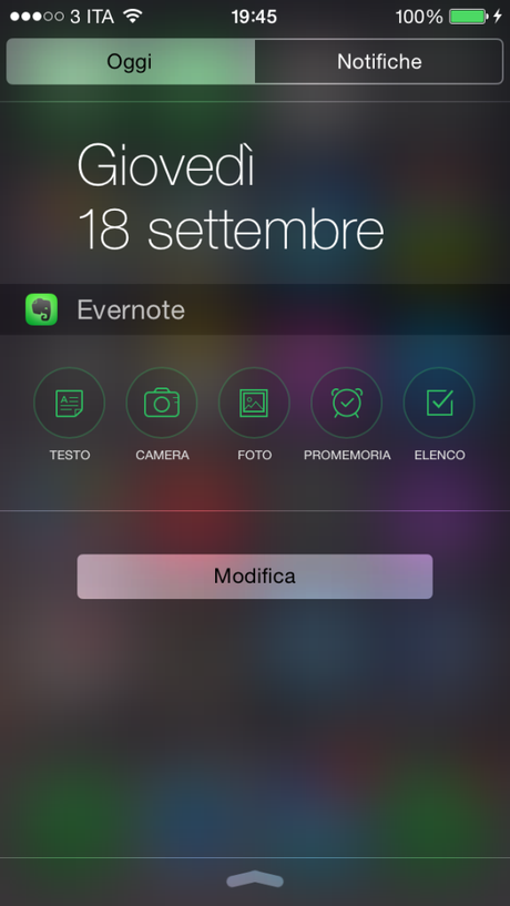 I migliori widget per iOS 8, personalizzare il Centro Notifiche Evernote