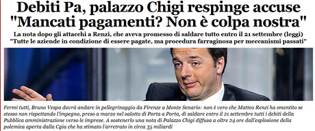 I debiti della PA verso le aziende, e i debiti delle aziende verso Matteo Renzi