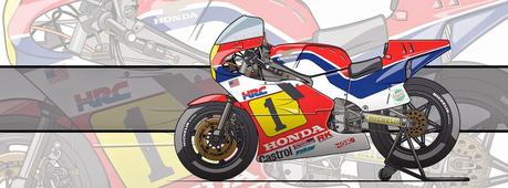Motorcycle Art - Honda NSR 500 Freddie Spencer 1984-1985 by Evan DeCiren