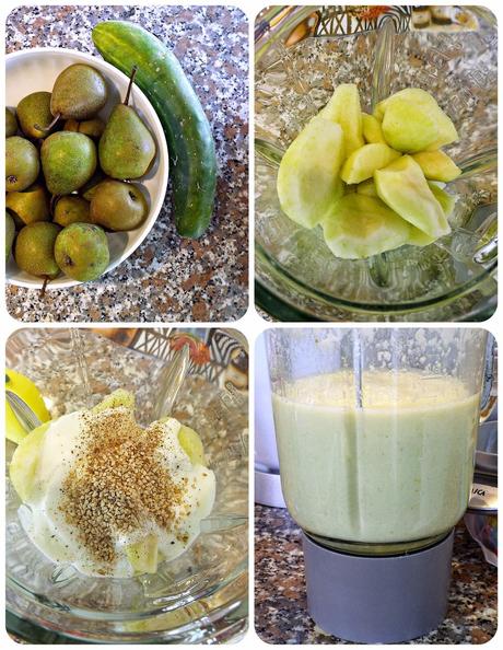 Smoothie alla pera, cetriolo e sesamo