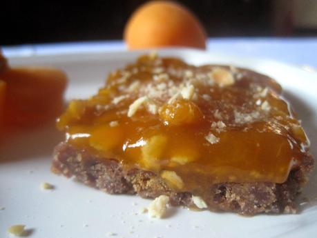 Barrette di cacao e nocciole con marmellata di albicocche - Cocoa and hazelnuts slice with apricot jam