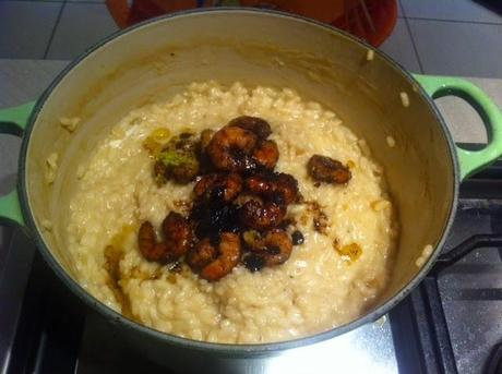 Risotto al limone e gamberi profumati all'aceto balsamico