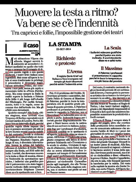La Stampa Sindacati Indennita Opera Roma Muti