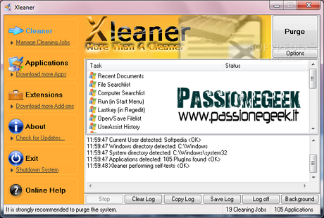 Alleggerire lHard Disk cancellando i file temporanei con Xleaner Utility Tool Windows Software Risorse gratuite Download 
