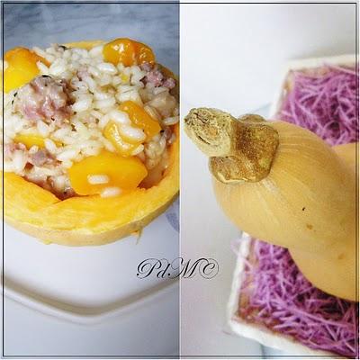 Risotto con zucca fiaschetto e salsiccia in onomatopeico ricordo