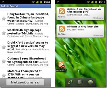 Google Reader android widget thumb Google Reader per Android si aggiorna ed introduce il widget