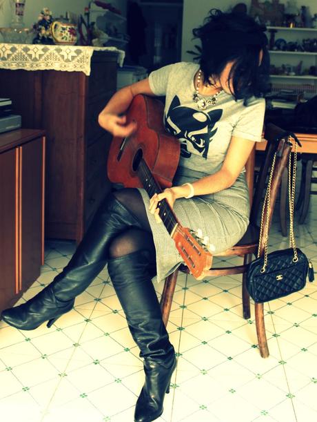 playing with chanel and guitar