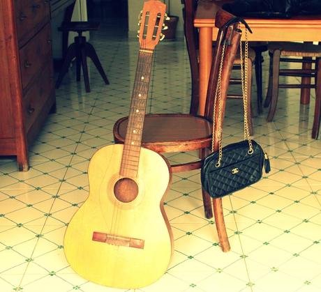 playing with chanel and guitar