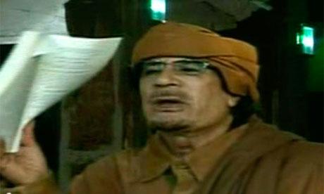 Screen grab of Muammat Gaddafi speech