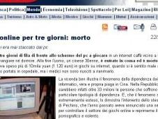 Gioca online giorni: morto