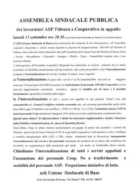 Asp, verso una parziale esternalizzazione