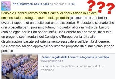 Bufala omofobica #1: “la Fornero sdogana la pedofilia”