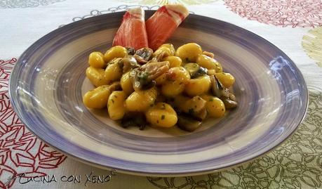 Gnocchi con funghi e capicollo