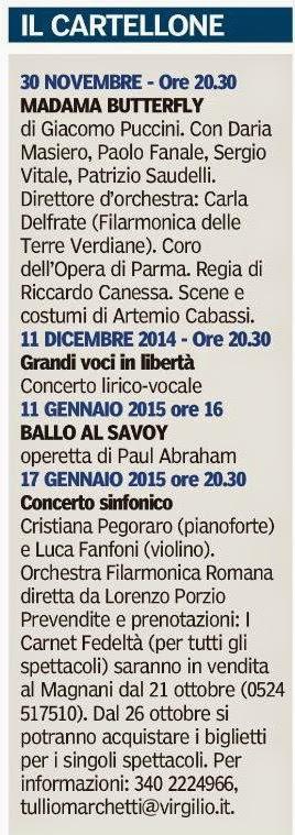 Stagione lirico sinfonica 2014/15 al Teatro Magnani