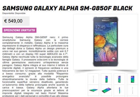 Samsung Galaxy Alpha G850F Black   Gli Stockisti  Smartphone  cellulari  tablet  accessori telefonia  dual sim e tanto altro