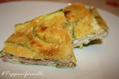 Millefoglie di zucchine con caciocavallo e bacon.