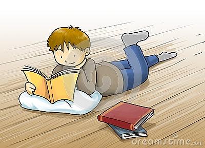 Kid-reading-book-cartoon-illustration-boy-lying-floor-beautiful-color-32087289