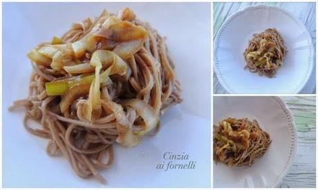 noodles di grano saraceno con porri 