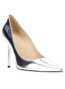 Lovey Silver Stiletto Heels Closed Toe Women Pumps