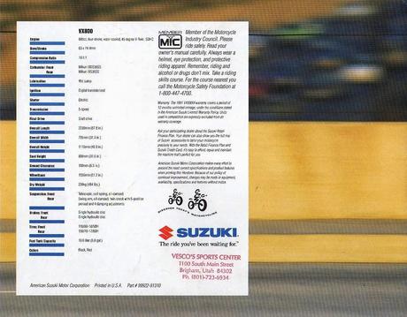 Vintage Brochures: Suzuki VX 800 1991 (Usa)