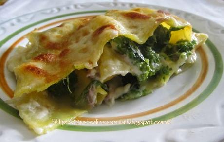 Lasagna broccoli e salsiccia