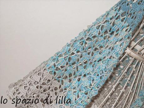 IRIDE scialle crochet in cotone con spilla / IRIDE crochet cotton shawl with brooch