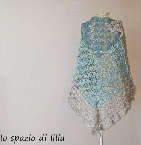 IRIDE scialle crochet in cotone con spilla / IRIDE crochet cotton shawl with brooch