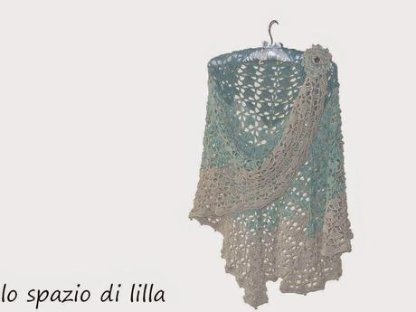 IRIDE scialle crochet in cotone con spilla / IRIDE crochet cotton shawl with brooch