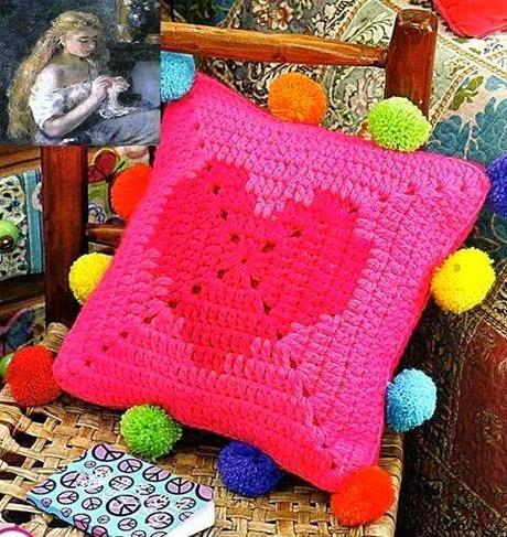 Il cuscino crochet col cuore...