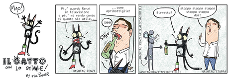 Satira: “Il Gatto con Lo Stivale” guarda Renzi in tv…: “Il Premier è utile”