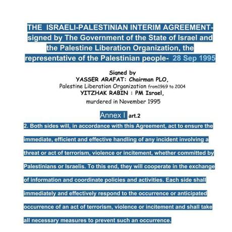 testo accordo Israele PLO 