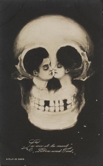 “La vie et la mort, leben und tod”, cartolina, artista sconosciuto, c.a. 1900.