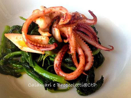 calamari in padella con broccoletti olio extra vergine e limone