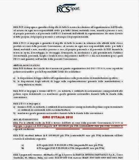 Il Comune approva la convenzione per la 9^ tappa del Giro d'Italia e si impegna alla modifica di bilancio per il pagamento delle somme necessarie...ma i soldi, 100.000 euro, dove li prende???