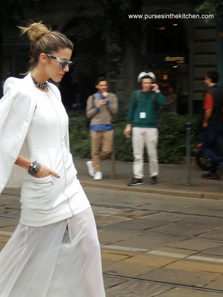 Arco della Pace outside Roberto Cavalli fashionshow / MFW Street style