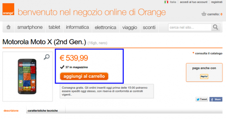 Motorola Moto X  2nd Gen.    Orange Online Store Italia