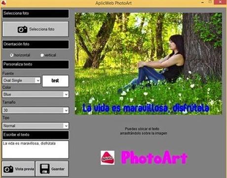 AplicWeb PhotoArt - software per inserire testi sulle foto